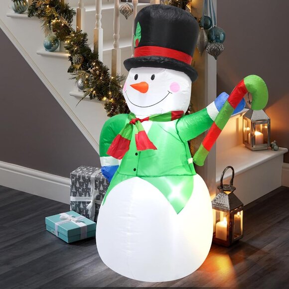 Christmas Inflatable Snowman with LED Lights for Outdoor Lawn and Garden Decor - Picture 5 of 8